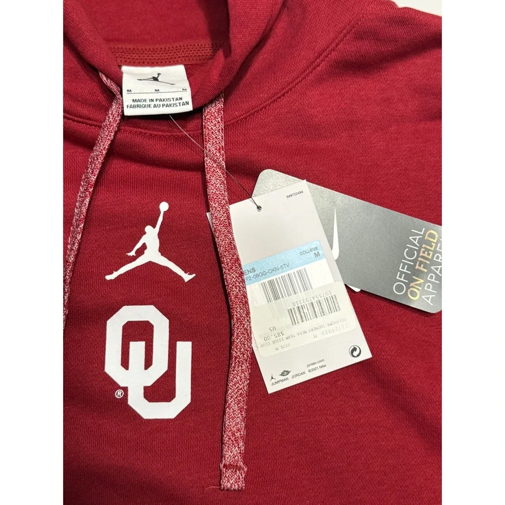 Jordan Oklahoma Sooners NCAA Team‎ Issue Club Hoodie Mens Medium Crimson Red OU